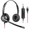Callez Cuffie USB PC con microfono, cuffie stereo con microfono ENC 2 per cancellazione del rumore, controllo delle chiamate, cuffie business con cavo per home office call center team, zoom skype