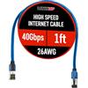 LINKUP - [Certificato 40Gbps Cavo Patch Ethernet Cat8 con Doppia Schermatura┃2000MHz (2GHz) Cat8.1┃Cavi LAN a Prova di Futuro Compatibili con Cat7A Cat7 Cat6A Reti 25G 10G 1G┃Blu┃1ft (0.3 metri)