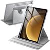 JETech Custodia Rotante per Samsung Galaxy Tab S10 Lite / S10 FE / S9 FE 10,9 Pollici / S9 11 Pollici con S Pen Holder, 360 Gradi Rotazione Protettiva Supporto Cover Chiaro Retro (Argento)