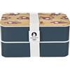 PARIS 2024, CJO3350, Lunch Box 2 Livelli Fascia Elastica Mascotte, Prodotto Ufficiale con Licenza, Borsa Isotermica Pasto, Scatola per Pranzo con Scomparti