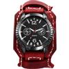 Oidea Orologio da polso in pelle Steampunk: orologio da uomo e donna, vintage, punk rock, largo cinturino in pelle, analogico, al quarzo, quadrante rotondo, orologio sportivo casual all'aperto, Rosso