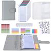 Euqvunn Money Binder, Quaderno Risparmio Soldi A6 con Bustine per Contanti, Chiusure Regolabili Budget Planner, Budget Binder per Organizzatore di Soldi, Portafoglio A6 per Cash Stuffing - Grigio