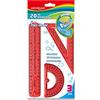 KEYROAD Set di geometrie flessibili con grafica/matematica 3 pezzi: 1 righello da 20 cm, 1 triangolo da disegno, 1 goniometro/foro per appendere/colori misti