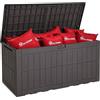 YITAHOME Cassapanca da 450 l, impermeabile, grande contenitore da giardino con serratura e molla a gas, con funzione di seduta fino a 200 kg, in resina resistente alle intemperie, resistente ai raggi