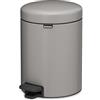 Brabantia Pattumiera con pedale NewIcon da 5 litri, Pattumiera differenziata piccola, Secchio spazzatura con chiusura silenziosa, con sacchetti spazzatura PerfectFit in omaggio, 21 x 27 x 29 cm