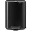 Brabantia Pattumiera a pedale Bo 4L (Matt Black), Pattumiera con pedale e coperchio a chiusura soft, Secchio spazzatura facile da pulire con secchio interno rimovibile e sacchetti PerfectFit inclusi