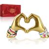 FUWA9PAN Scultura a forma di mani di cuore, decorazione estetica per soggiorno, camera da letto, appartamento, libreria, soprammobili, decorazione per la casa per scaffali, decorazione moderna per la