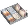 SONGMICS Organizer Cassetti Pieghevole, Divisori per Armadio Interno, Set di 3, 19/22 x 50 x 10 cm, Organizer Biancheria Intima Salvaspazio, Grigio Tortora, Collezione Tina RUS017GD01