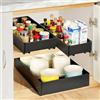 Cozary Organizzatore Cassetti Estraibili Cucina con Guide Silenziose - 3 Misure (13/18/27x40x7 cm), Installazione Senza Fori per Cucina/Bagno/Dispensa, Nero