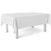 ECOMMERC3 Tovaglia plastificata antimacchia quadrata 140x140 cm Bianco | Per il tavolo quadrato di casa, tinta unita e quadretti vichy, tela cerata impermeabile, si pulisce con un panno