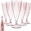 Cozary 5 Pezzi Flute Plastica 155ML, con 1 Tazza Manicotto, Calici Plastica Rigida Lavabili e Riutilizzabili, Rimovibile, Per Feste, Matrimoni, Compleanni, Natalizi, Rosa
