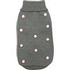 Record - Maglioncino per Cani Candy Shop, Lunghezza dorso 20 cm. Maglione con Collo Alto a Tinta Unita e Pompon Vellutati. Foro Guinzaglio e Lavabile in lavatrice| Grigio, 3XS