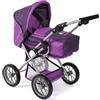 Bayer Chic 2000 - Passeggino per bambole Leni, passeggino combinato 2 in 1 con borsa per il trasporto estraibile, passeggino per bambole fino a 46 cm di altezza, prugna, viola