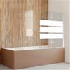 Daromigo - Pannello doccia per vasca da bagno, 100 x 140 cm, 2 pezzi, pieghevole, con vetro di sicurezza ESG da 6 mm, a strisce bianche, parete in vetro per vasca da bagno con supporto