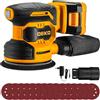 DEKOPRO Levigatrice Orbitale a Batteria: DEKOPRO Levigatrice Rotorbitale con 1 Batteria 2000mAh, Orbitale per Legno da 125 mm, 13000 RPM, con Sacchetto per la Polvere e 15 Fogli di Carta Vetrata Giallo e Nero