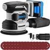 DEKOPRO Levigatrice Orbitale a Batteria: DEKOPRO Levigatrice Rotorbitale con 1 Batteria 2000mAh, Orbitale per Legno da 125 mm, 13000 RPM, con Sacchetto per la Polvere e 15 Fogli di Carta Vetrata Blu-grigio