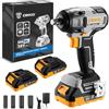 DEKOPRO Avvitatore a impulsi Brushless 350Nm 20V Avvitatore a Percussione con Batteria 2 * 2000mAh, 4 Bussole (17/19/21/22 mm), Clip da Cintura, Ideale per Auto e Tagliaerba