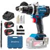 Dong Cheng trapano percussione a batteria 20V 120 Nm, trapano avvitatore batteria con 2x4,0 Ah, motore brushless, 24+3 Coppie, mandrino da 13 mm, 2 velocità, per forare,/avvitare, forare a percussione