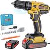 Olubfdh Trapano Avvitatore Batteria 21V, con Batterie 1×2000mAh, coppia 45 Nm max, 25 + 3 livelli di coppia (2 marce e LED), per casa e giardino fai da te (Giallo)