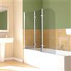 Daromigo Parete per doccia per vasca da bagno, 120x140 cm, 3 pannelli pieghevoli, Parete doccia per vasca da bagno, con vetro di sicurezza ESG da 6 mm, Parete vasca da bagno in vetro trasparente