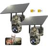 DFGRD 4G LTE Fototrappola con SIM, 2K Telecamera Esterna Solare Senza Fili, 360° PTZ Visione Notturna a Colori e Infrarossi, Rilevamento PIR, Audio Bidirezionale, IP66, 2 pezzi