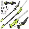 finade Motosega e Tagliasiepi con Asta Telescopica, 4 in 1 Kit Potatura Sega Elettrico Mini Motosega, 4* Catene 6", 2 * 4000 mAh Batterie Ricaricabili per Tagliare Giardini, Arbusti, Rami