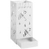 Laneetal Portaombrelli in Metallo con Vassoio Estraibile e 4 Ganci, Portaombrelli con Motivi a Ritaglio di Ombrelli e Gocce di Pioggia, 20x20x49 cm, Bianco