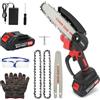 Ykall Mini Motosega 24V con Batteria da 8000mAh, Motosega Senza Filo da 6 Pollici con 2 Batterie Potenti e 2 Catene - Blocco di Sicurezza e Motore Ad Alta Potenza per Potatura Alberi e Cura del Giardino
