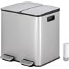 Vidacharmy Secchio da riciclaggio 2 x 15 l (30 l), doppio bidone della spazzatura, in acciaio inox anti-impronta, con coperchio a chiusura morbida e pedale, include 20 sacchetti per la spazzatura