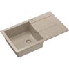 QUADRON Lavello Beige | dimensioni 78 x 45 x 18,5 cm | lavello in granito CHRISTIAN 111 lavello da cucina a vasca singola | con sifone e scolapiatti manuali | lavello da incasso a 1 vasca