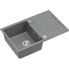 QUADRON Lavello in granito | dimensioni 78 x 50 x 22 cm, colore: grigio | Lavello MORGAN 111 in granito a vasca singola | lavello da incasso con foro per rubinetto