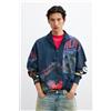 Desigual, Felpa collage Mickey, Uomo, Cotone, Blu, L