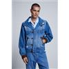 Desigual, Giacca di jeans ricamata, Uomo, Cotone, Blu, L