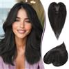 RUWISS Topper Capelli Veri Donna - Hair Topper Donna Capelli Veri Umani con Clip Toupet Capelli Senza Frangia, Nero Naturale