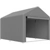 Capanno da Giardino 2x2,4 m Impermeabile Porta Avvolgibile e Telaio in Metallo Grigio Chiaro