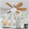 VHV Ventilatore da Soffitto con Luce e Telecomando, LED Ventilatore Dimmerabile Plafoniera con 40W E27 Lampada Integrata, 6 Pale, 3 Velocità, Silenzioso, per Soggiorno, Camera, Tramonto (Grano di