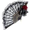 YUEXNKO Ventaglio di Pizzo, Ventaglio a Mano in Pizzo Nero, Vintage Ventagli a Mano, Ventagli Pieghevole Nero, Grande Accessori Vintage, con Rose Nere e Rosse, per Matrimoni e Feste