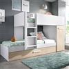 Dmora - Letto per bambini Eiger, Cameretta completa con armadio e cassetto, Composizione letto a castello con due lettini singoli, 244x112h150 cm, Rovere e Bianco