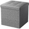 Oak & Tea Pouf pieghevole con contenitore, poggiapiedi pieghevole con contenitore, sgabello per fasciatoio, poggiapiedi con coperchio, per camera da letto e soggiorno, grigio, 30 x 30 x 30 cm