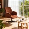 MEUBLE COSY Poltrona Girevole Sedia da Salotto Regolabile in Altezza Seduta in Velluto a Coste per Soggiorno, Rosso