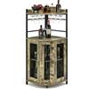 FANTASK Armadio da bar industriale, armadietto per vino con supporto in vetro, bar in metallo