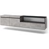 Skraut Home | Mobile TV Soggiorno | Ampio spazio a disposizione | 200x45x35cm | Per TV fino a 80 | Sospeso, da appendere | Stile moderno | Cemento
