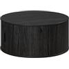 trendteam smart living - Ronin - Tavolino - Nero - Tavolino rotondo con vano portaoggetti - 80 x 36 x 80 cm - Elegante effetto legno nero con scanalature verticali