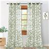 MRTREES Tende Trasparenti in Voile Verde Grigio con Stampa di Foglie per Interni Soggiorno Salotto Bellissime Moderne 2 Pezzi, 140x200 CM, Tenda con Occhielli per Casa Camera da Letto