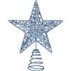 KEYIDO Puntale per Albero di Natale a Forma di Stella Blu, Puntale per Albero di Natale in Metallo per Decorazioni Natalizie, Ornamento 20 cm