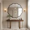 BEAUTYPEAK - Specchio rotondo da 90 cm, specchio da parete con bordo ondulato, cornice in alluminio, specchio rotondo da appendere e appoggiare, specchio da parete rotondo per camera da letto, bagno