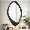 AAZZKANG Specchio nero con cornice in legno, grande specchio irregolare da parete, asimmetrico, decorativo per bagno, camera da letto, soggiorno, ingresso, 70 x 50 cm