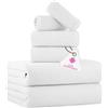 CASA COPENHAGEN Texture Popcorn Set di 6 Asciugamani Designer con, 100% Cotone Egiziano, Bianco brillante, 600 g/m² — 2 Teli Bagno, 2 Asciugamani Mani, 2 Ospiti — Set Regalo per Donne e uomini