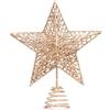 KEYIDO Puntale per albero di Natale a forma di stella in oro bianco per albero di Natale, in metallo, per decorazioni natalizie, ornamenti, 20 cm