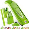 Börner Affettaverdure V5 (Plus Set) - Mandolina Regolabile con Extra Accessori + Pelapatate - Affettaverdure con Lama a V in Acciaio Inox - Per Fette, Strisce, Cubetti - Colore: Verde